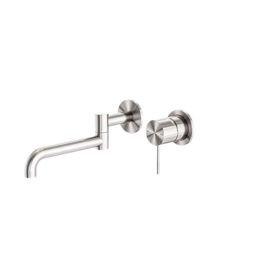 Nero Mecca Wall Basin/Bath Mixer Swivel Spout 225mm - Brushed Nickel-NR221910RBN-blue-leaf-bathware