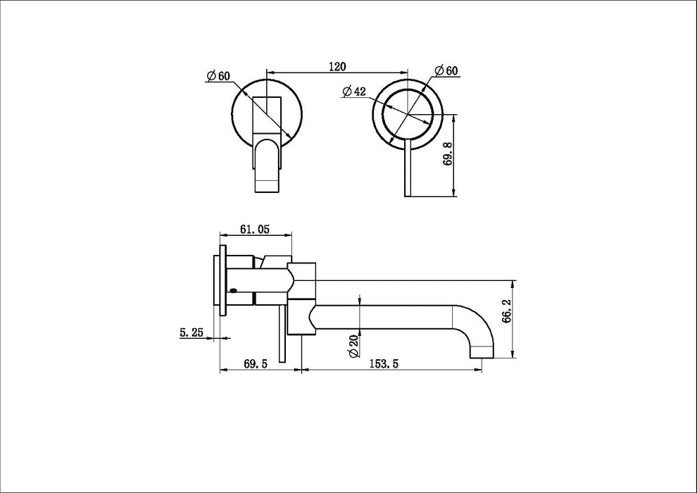 Nero Mecca Wall Basin/Bath Mixer Swivel Spout 225mm (Trim Kit Only) - Brushed Gold-NR221910rTBG-blue-leaf-bathware