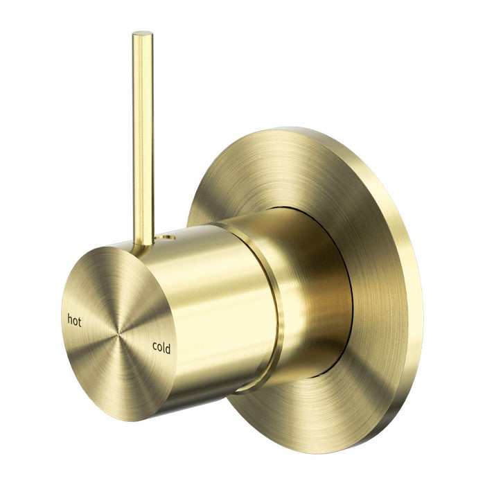 Nero Mecca Shower Mixer Handle Up 80mm Plate - Brushed Gold-NR221911bBG-blue-leaf-bathware