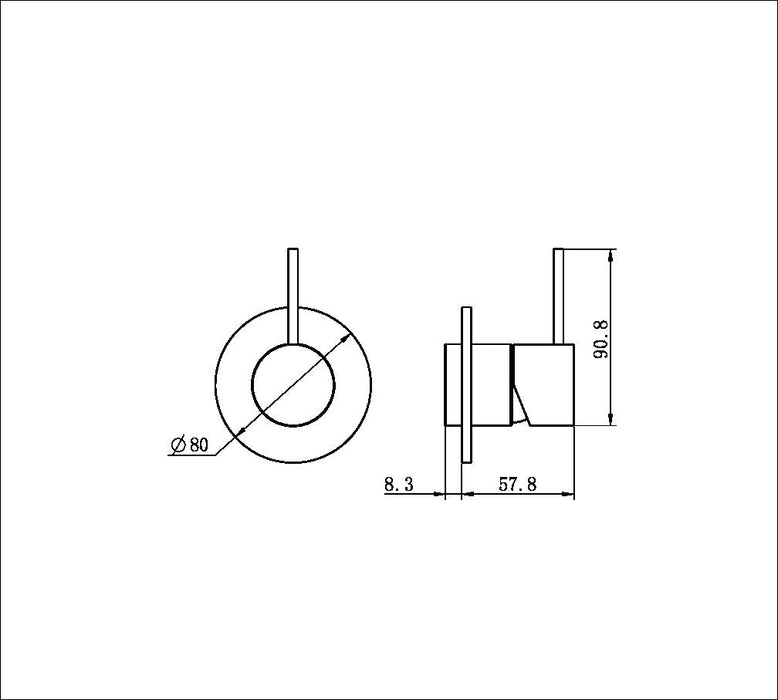 Nero Mecca Shower Mixer Handle Up 80mm Plate (Trim Kit Only) - Matte White-NR221911bTMW-blue-leaf-bathware