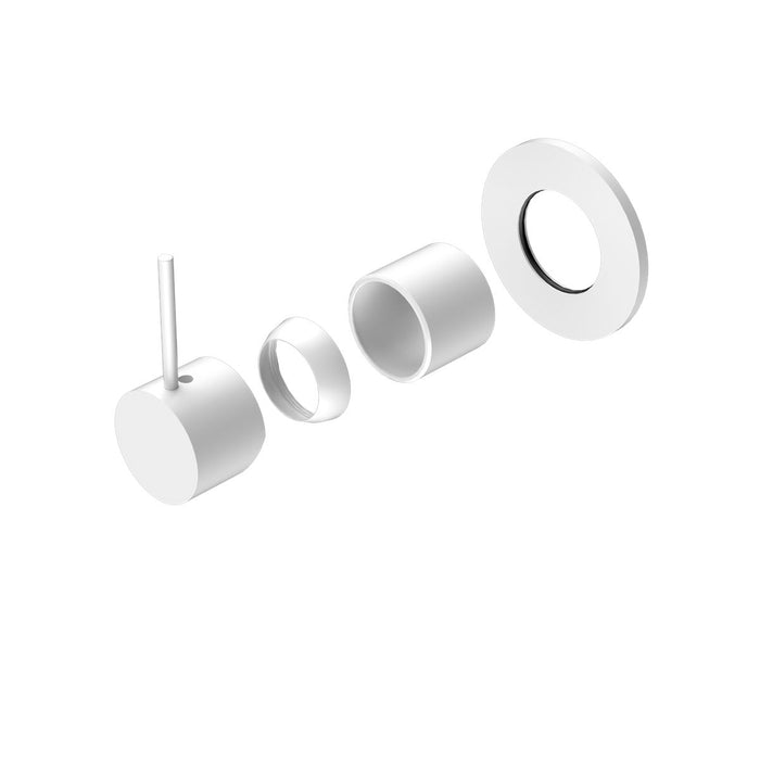 Nero Mecca Shower Mixer Handle Up 80mm Plate (Trim Kit Only) - Matte White-NR221911bTMW-blue-leaf-bathware