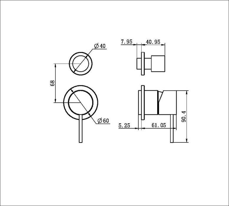 Nero Mecca Shower Mixer With Diverter Separate Back Plate (Trim Kit Only) - Gun Metal-NR221911sTGM-blue-leaf-bathware