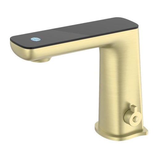 Nero Claudia Sensor Mixer With Black Top Display - Brushed Gold-NR222101BG-blue-leaf-bathware