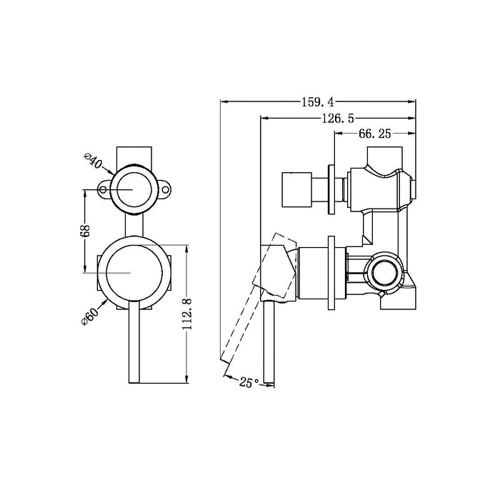 Nero Dolce Shower Mixer With Diverter Separate Back Plate - Matte Black-NR250811eMB-blue-leaf-bathware