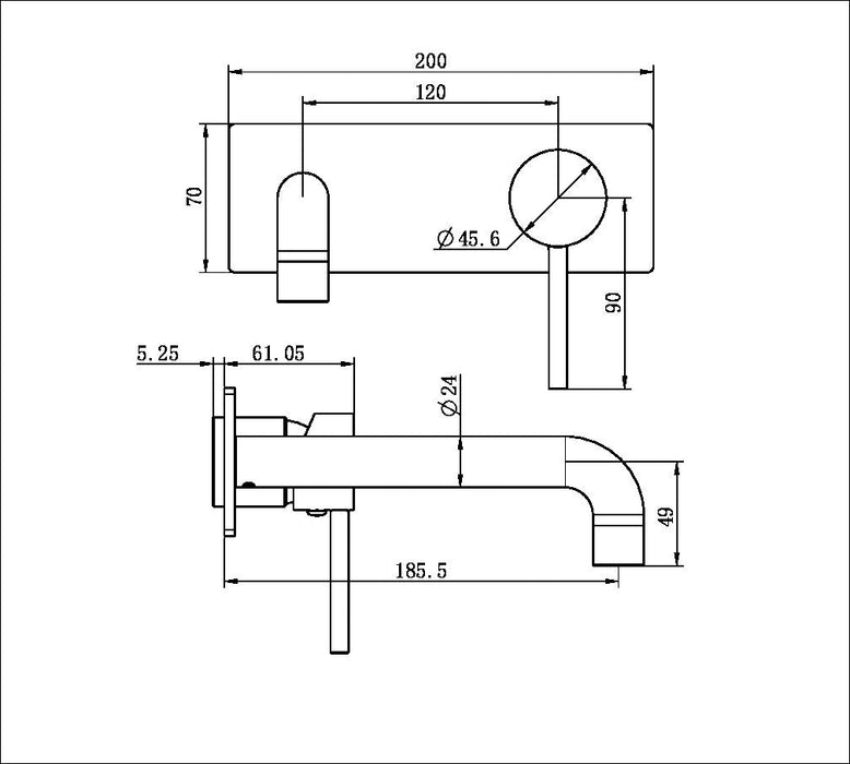 Nero Dolce Wall Basin/Bath Mixer (Trim Kit Only) - Brushed Nickel-NR250810bTBN-blue-leaf-bathware