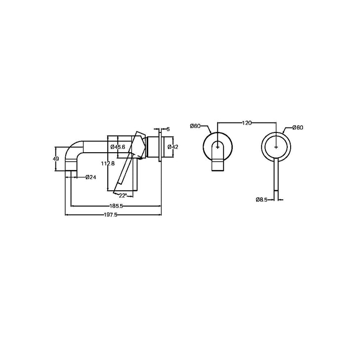 Nero Dolce Wall Basin/Bath Mixer Separate Back Plate (Trim Kit Only) - Brushed Nickel-NR250810ctBN-blue-leaf-bathware