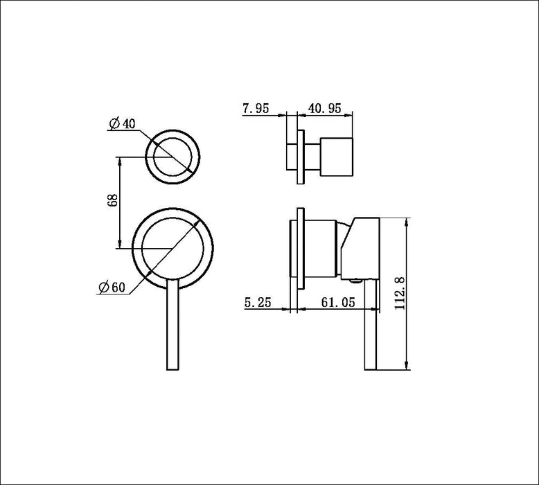 Nero Dolce Shower Mixer With Diverter Separate Back Plate (Trim Kit Only) - Chrome-NR250811eTCH-blue-leaf-bathware