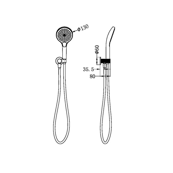 Nero Opal Shower On Bracket With Air Shower II - Brushed Nickel-NR251905FBN-blue-leaf-bathware