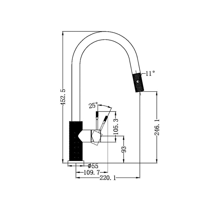 Nero Opal Pull Out Sink Mixer With Vegie Spray Function - Brushed Nickel-NR251908BN-blue-leaf-bathware