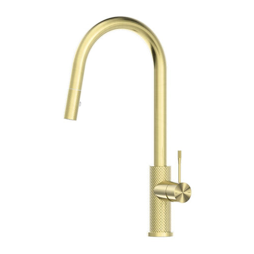 Nero Opal Pull Out Sink Mixer With Vegie Spray Function - Brushed Gold-NR251908BG-blue-leaf-bathware