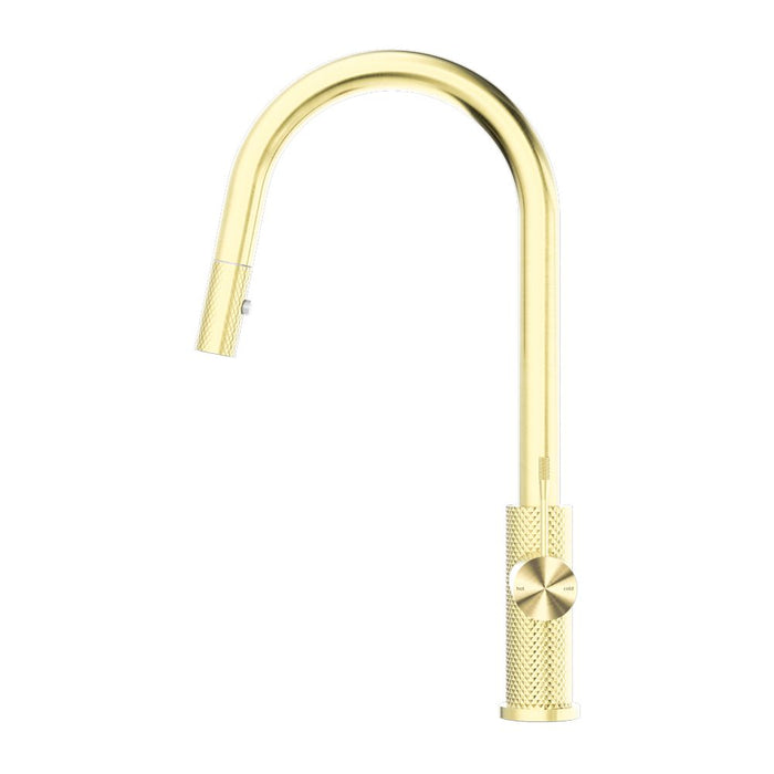 Nero Opal Pull Out Sink Mixer With Vegie Spray Function - Brushed Gold-NR251908BG-blue-leaf-bathware