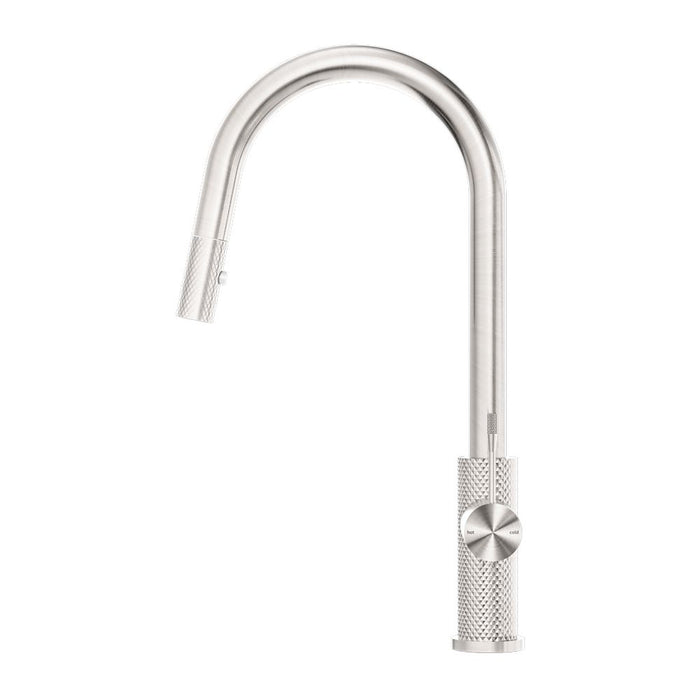 Nero Opal Pull Out Sink Mixer With Vegie Spray Function - Brushed Nickel-NR251908BN-blue-leaf-bathware