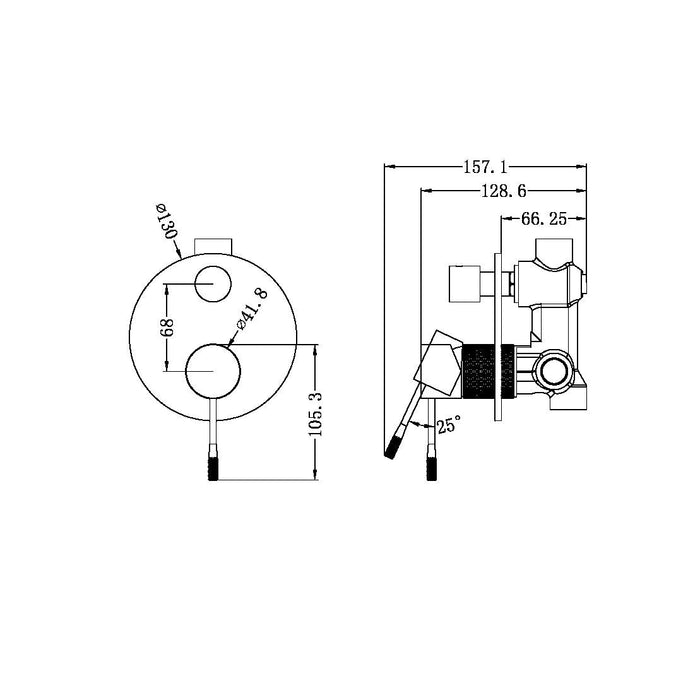 Nero Opal Shower Mixer With Diverter - Brushed Bronze-NR251909aBZ-blue-leaf-bathware