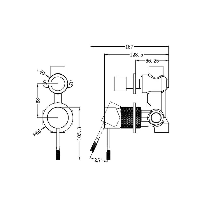 Nero Opal Shower Mixer With Diverter Separate Plate - Brushed Nickel-NR251909eBN-blue-leaf-bathware