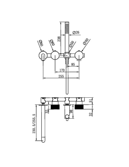 Nero Opal Progressive Shower System Separate Plate With Spout (Trim Kit Only) - Brushed Nickel-blue-leaf-bathware