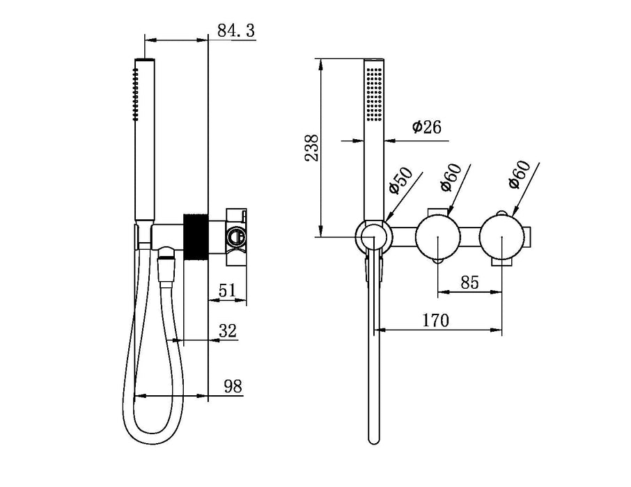 Nero Opal Progressive Shower System Separate Plate (Trim Kit Only) - Graphite-NR252003dtGR-blue-leaf-bathware