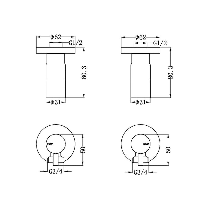 Nero Washing Machine Tap Set - Brushed Nickel-NR262109dBN-blue-leaf-bathware