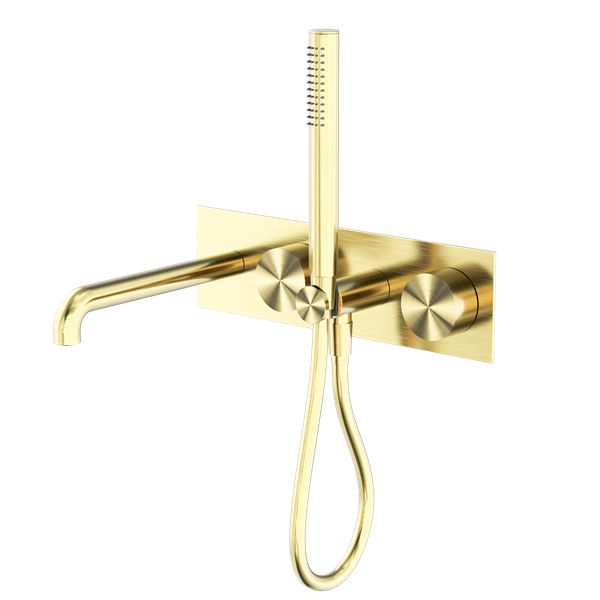 Nero Kara Progressive Shower System With Spout - Brushed Gold-blue-leaf-bathware