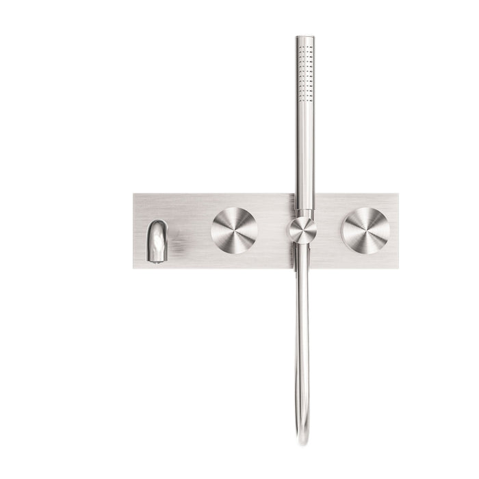 Nero Kara Progressive Shower System With Spout - Brushed Nickel-blue-leaf-bathware