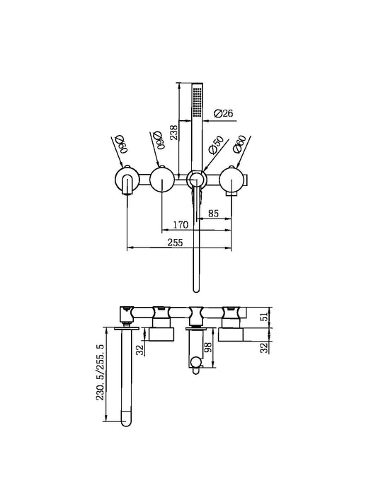 Nero Kara Progressive Shower System Separate Plate With Spout (Trim Kit Only) - Brushed Nickel-blue-leaf-bathware