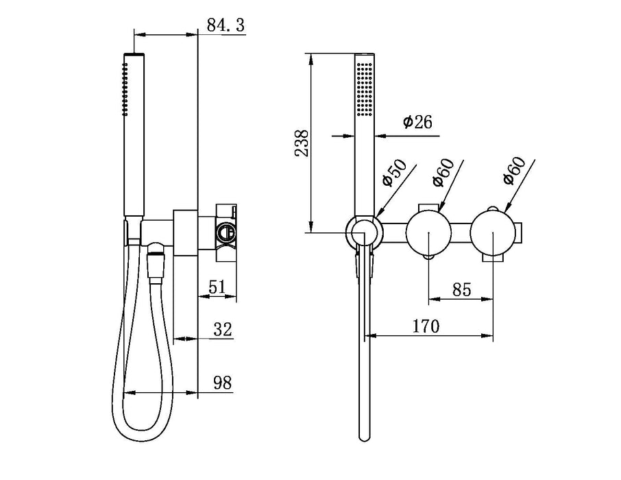 Nero Kara Progressive Shower System Separate Plate (Trim Kit Only) - Gun Metal-NR271903dtGM-blue-leaf-bathware