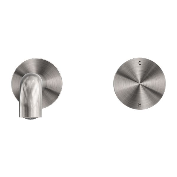 Nero Kara Progressive Wall Basin/Bath Set - Brushed Nickel-blue-leaf-bathware