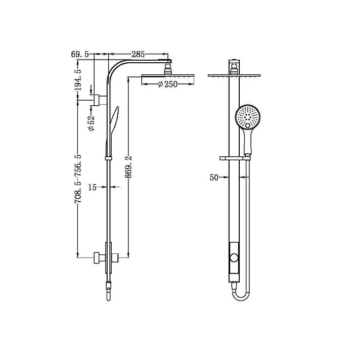 Nero Astra Rain Round Twin Shower Single Hose - Matte Black-NR281305aMB-blue-leaf-bathware