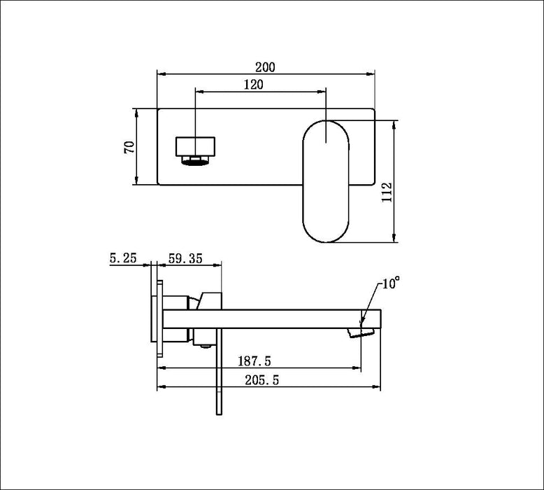 Nero Ecco Wall Basin/Bath Mixer (Trim Kit Only) - Brushed Nickel-NR301310aTBN-blue-leaf-bathware