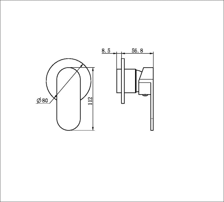 Nero Ecco Shower Mixer 80mm Round Plate (Trim Kit Only) - Chrome-NR301311dTCH-blue-leaf-bathware