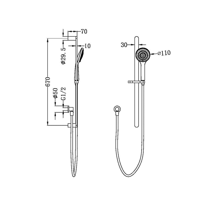 Nero Ecco Shower Rail With Air Shower - Chrome-NR30802CH-blue-leaf-bathware