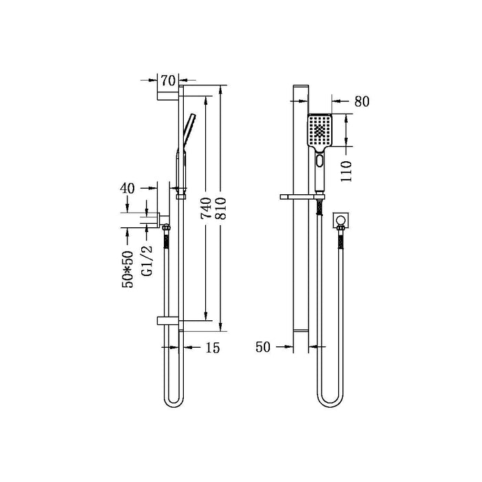 Nero Celia New Shower Rail - Brushed Nickel-NR316BN-blue-leaf-bathware