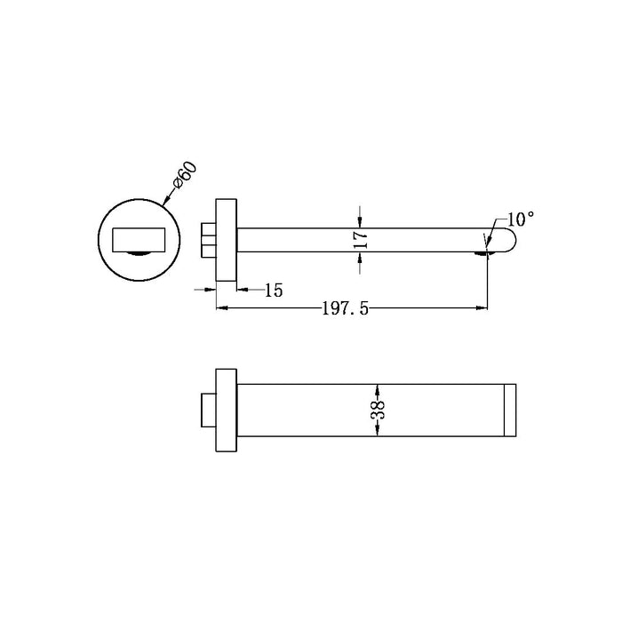 Nero Bianca Fixed Basin/Bath Spout 200mm - Brushed Nickel-NR321503BN-blue-leaf-bathware