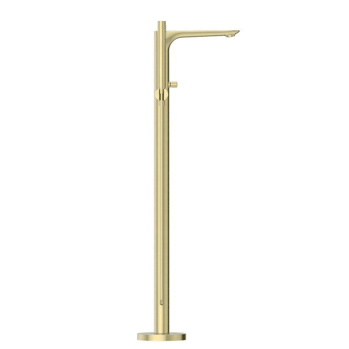 Nero Bianca Freestanding Bath Mixer With Hand Shower - Brushed Gold-NR321503aBG-blue-leaf-bathware