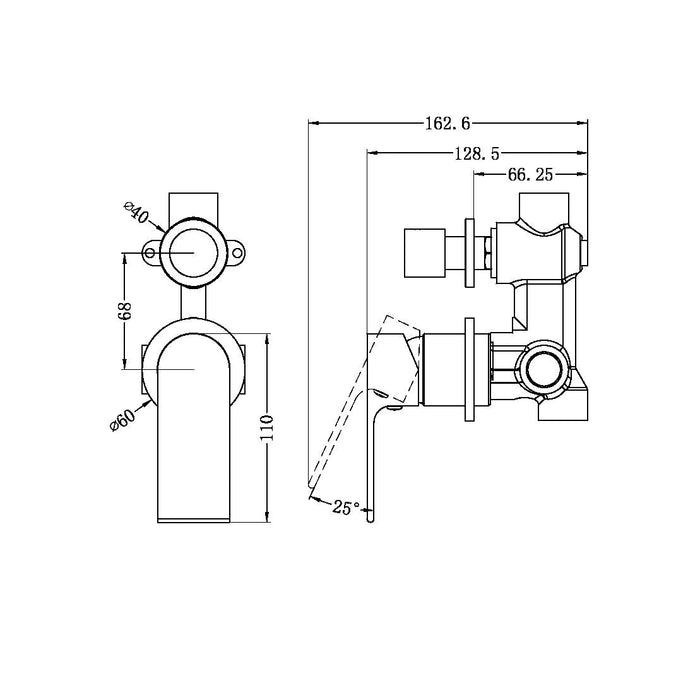 Nero Bianca Shower Mixer With Diverter Separate Back Plate - Matte Black-NR321511gMB-blue-leaf-bathware