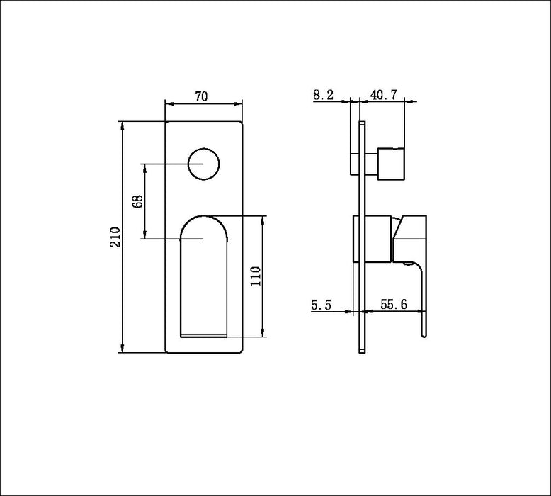 Nero Bianca Shower Mixer With Diverter (Trim Kit Only) - Brushed Nickel-NR321511aTBN-blue-leaf-bathware