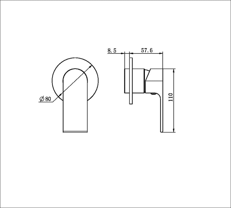 Nero Bianca Shower Mixer 80mm Plate (Trim Kit Only) - Matte Black-NR321511dTMB-blue-leaf-bathware