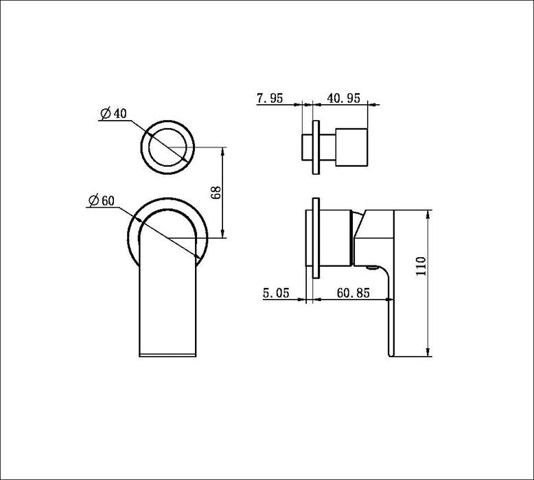 Nero Bianca Shower Mixer With Diverter Separate Back Plate (Trim Kit Only) - Brushed Nickel-NR321511gTBN-blue-leaf-bathware