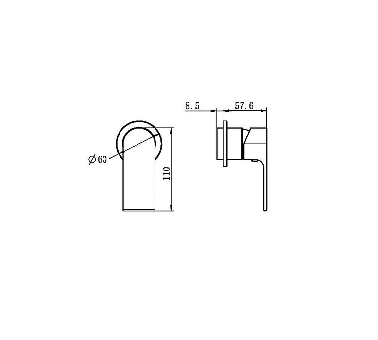 Nero Bianca Shower Mixer 60mm Plate (Trim Kit Only) - Brushed Nickel-NR321511hTBN-blue-leaf-bathware