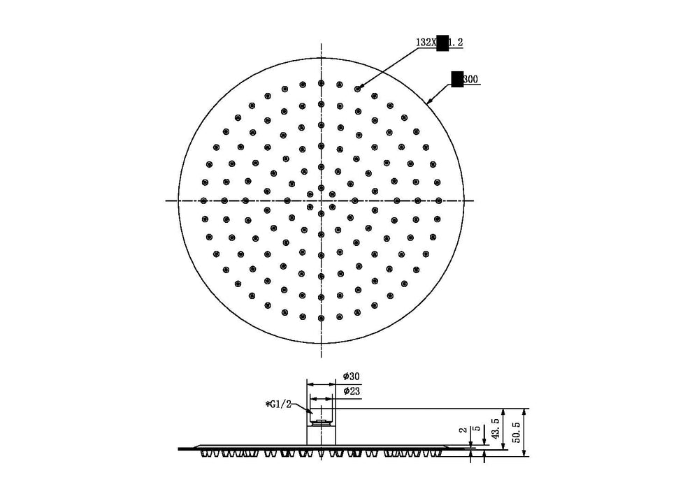 Nero Zen 316L 300mm Round Shower Head - Graphite-NR508041GR-blue-leaf-bathware