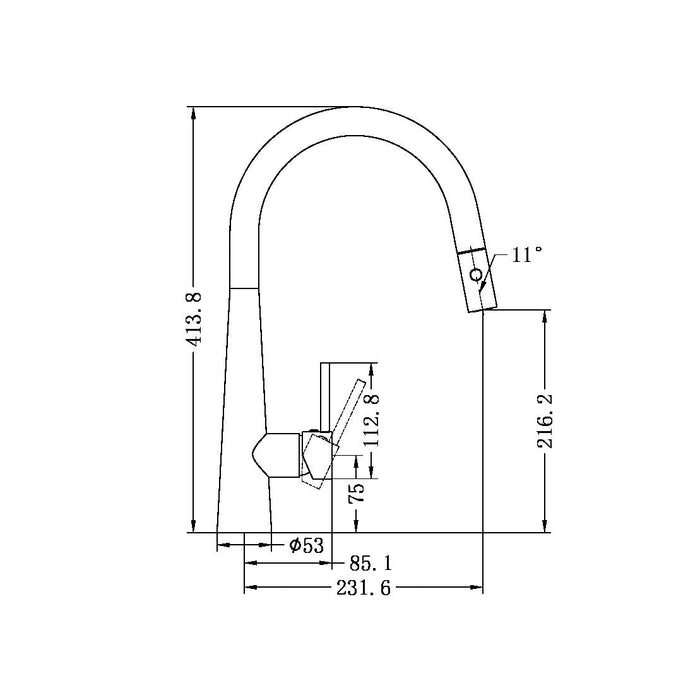 Nero Dolce Pull Out Sink Mixer With Vegie Spray Function - Brushed Nickel-NR581009cBN-blue-leaf-bathware