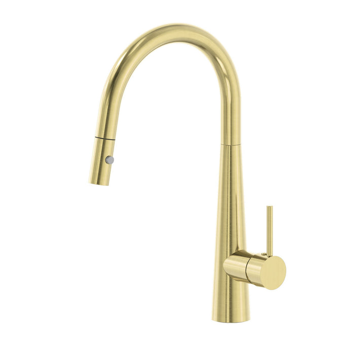 Nero Dolce Pull Out Sink Mixer With Vegie Spray Function - Brushed Gold-NR581009cBG-blue-leaf-bathware