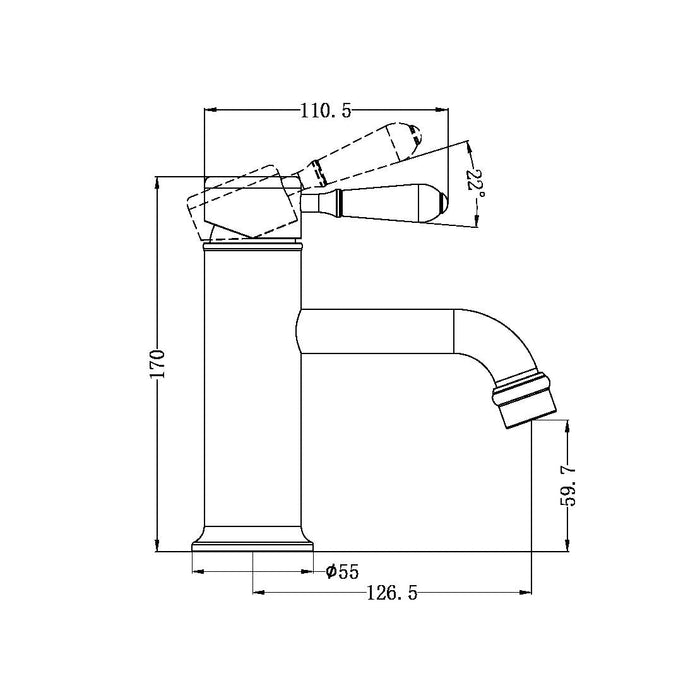 Nero York Straight Basin Mixer With Metal Lever - Chrome-NR692101b02CH-blue-leaf-bathware