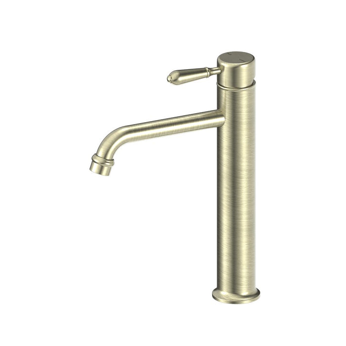 Nero York Straight Tall Basin Mixer With Metal Lever - Aged Brass-NR692101a02AB-blue-leaf-bathware