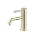 Nero York Straight Basin Mixer With White Porcelain Lever - Aged Brass-NR692101b01AB-blue-leaf-bathware