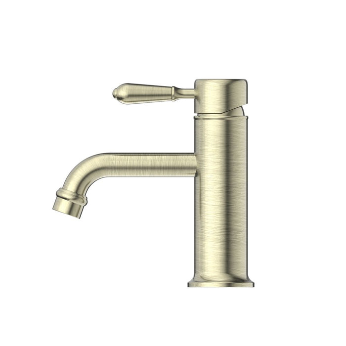 Nero York Straight Basin Mixer With Metal Lever - Aged Brass-NR692101b02AB-blue-leaf-bathware