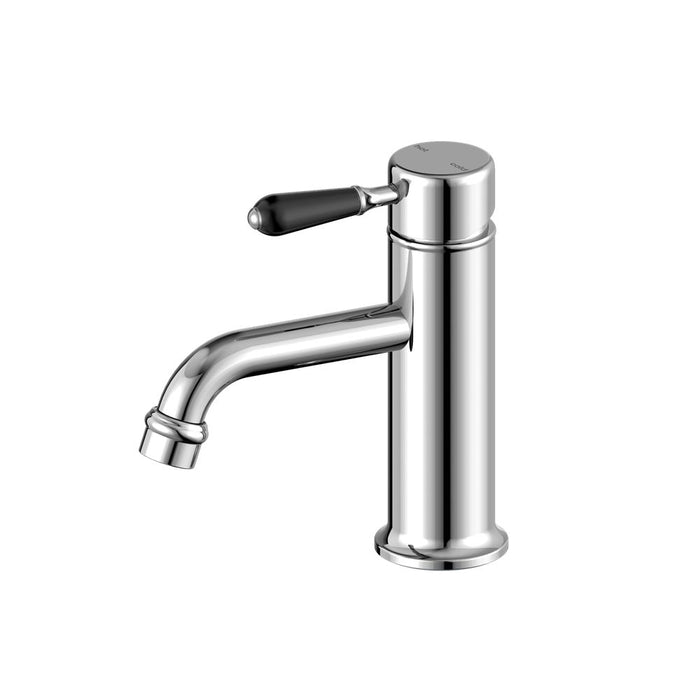 Nero York Straight Basin Mixer With Black Porcelain Lever - Chrome-NR692101b03CH-blue-leaf-bathware