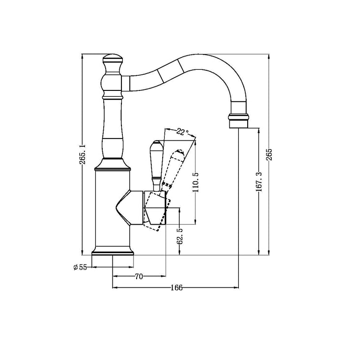 Nero York Basin Mixer Hook Spout With Metal Lever - Matte Black-NR69210202MB-blue-leaf-bathware