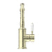 Nero York Basin Mixer Hook Spout With White Porcelain Lever - Aged Brass-NR69210201AB-blue-leaf-bathware