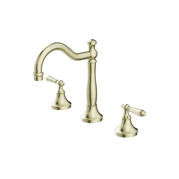 Nero York Basin Set With Metal Lever - Aged Brass-NR692102a02AB-blue-leaf-bathware