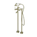 Nero York Freestanding Bath Set With White Porcelain Hand Shower - Aged Brass-NR692103a01AB-blue-leaf-bathware